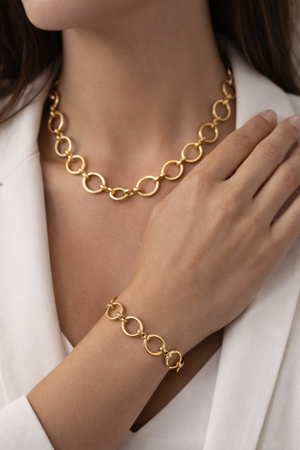 Stainless Steel Chain - Gold Plated Oval Link Textured Chain by Yard for Jewelry Making