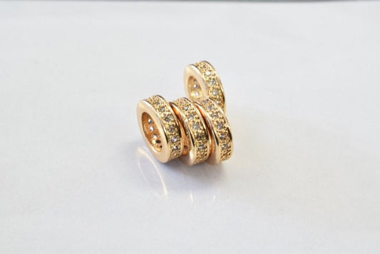 11mm Roundel 18k Gold Filled Micro Pave Beads with Clear CZ Cubic Zirconia GFM09G 10 jewelry making supplies - detail image 2