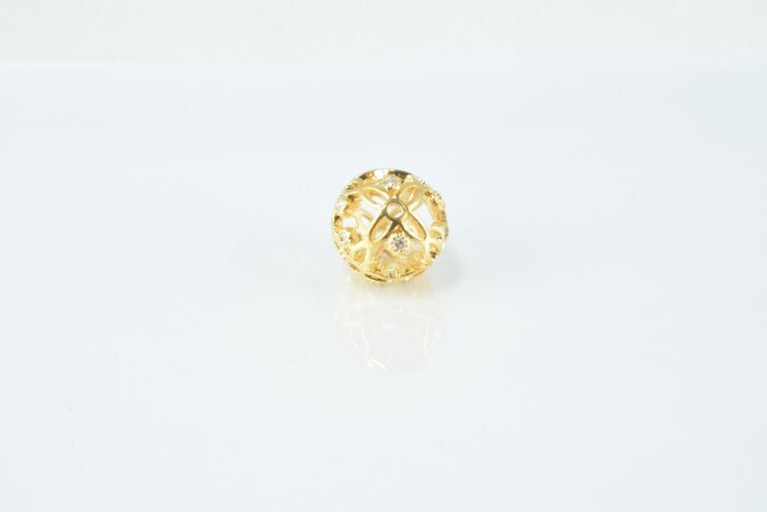 10mm Round Ball 18k Gold Filled Micro Pave Beads with Clear CZ Cubic Zirconia, 18K Gold Filled Findings For Jewelry Making...