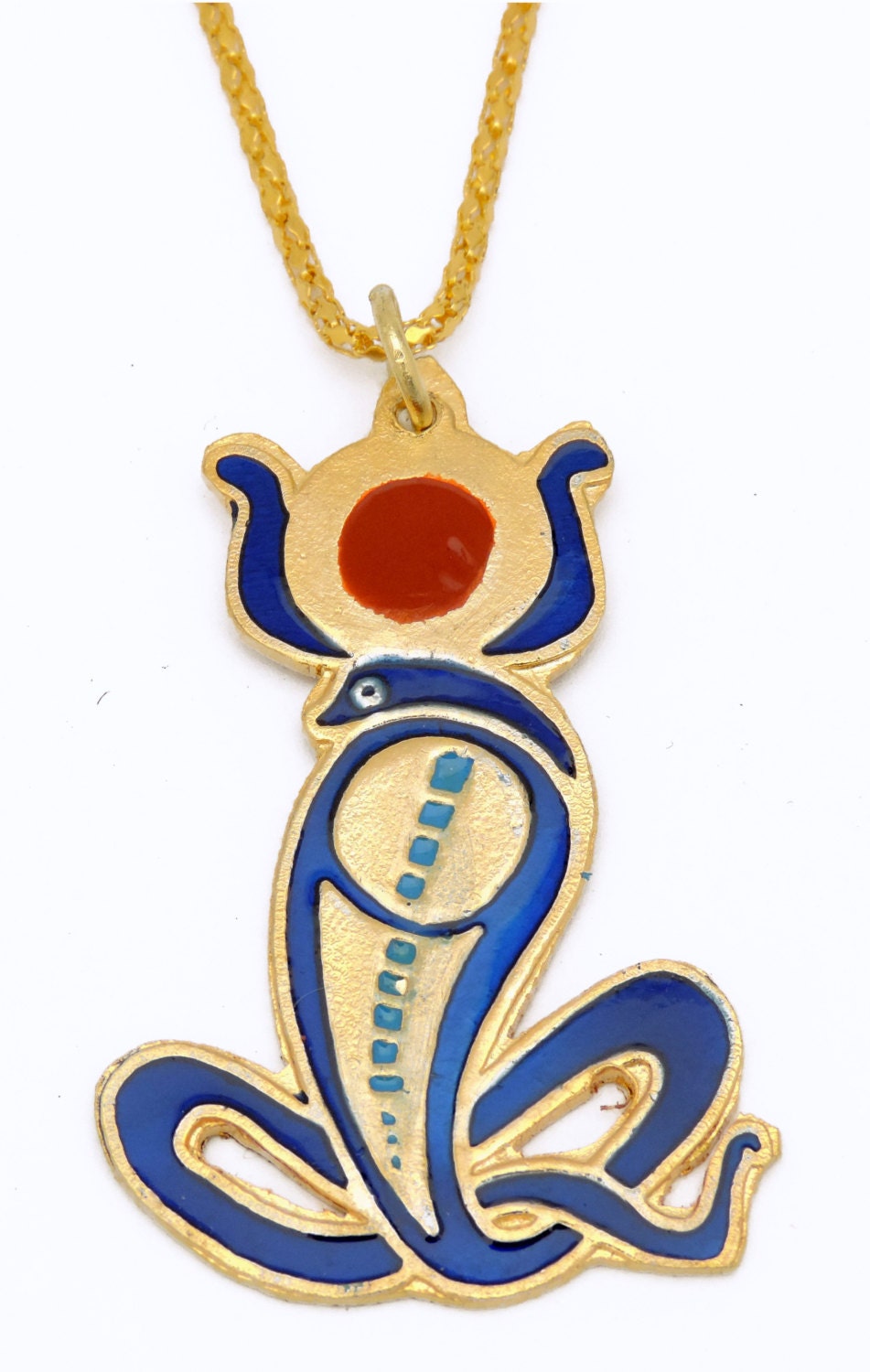 Cobra Wadjet Enameled Ancient Egyptian Pendant 49x33mm jewelry making supplies - detail image 2