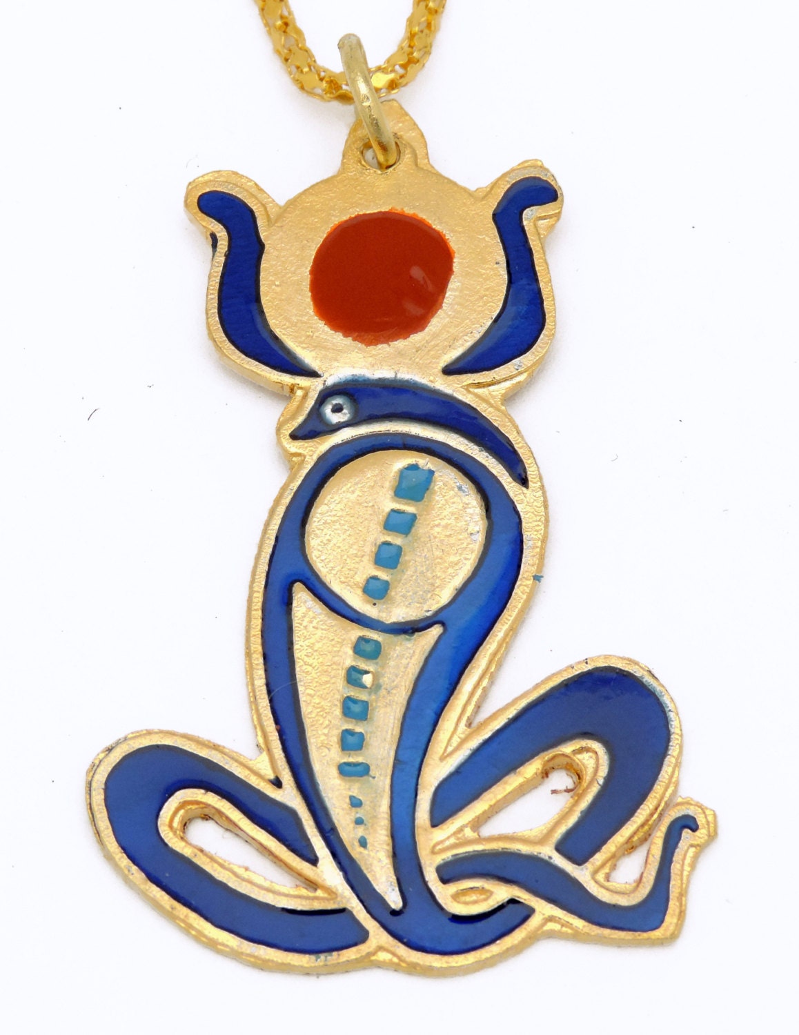 Cobra Wadjet Enameled Ancient Egyptian Pendant 49x33mm jewelry making supplies - detail image 3