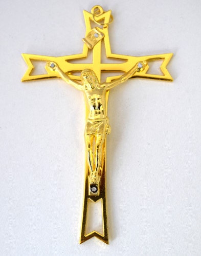 Gold Jesus Cross Religious Charm/Pendant Jewelry Rosary Making Supplies jewelry making supplies - detail image 3