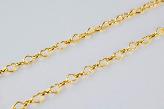 18K as Gold Filled* Chain 17" Inch Heart Cg110 jewelry making supplies - detail image 2