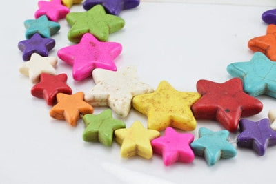 Multi Color Howlite Gemstone Beads Star Size 19mm/24mm natural healing stone chakra stones for Jewelry Making Sold by 15.5...