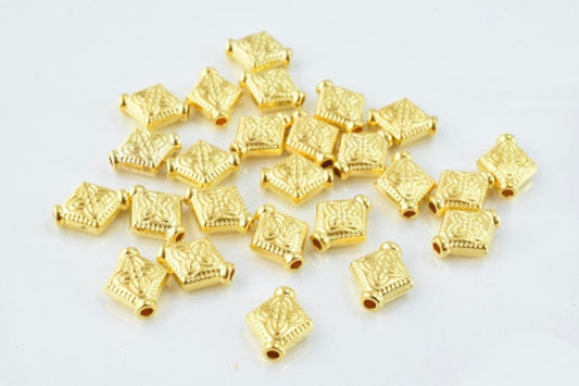 10x9mm Gold Textured Beads, Sold by 1 pack of  25pcs, Double sided hole opening, 1mm, 3mm thickness of bead jewelry making...