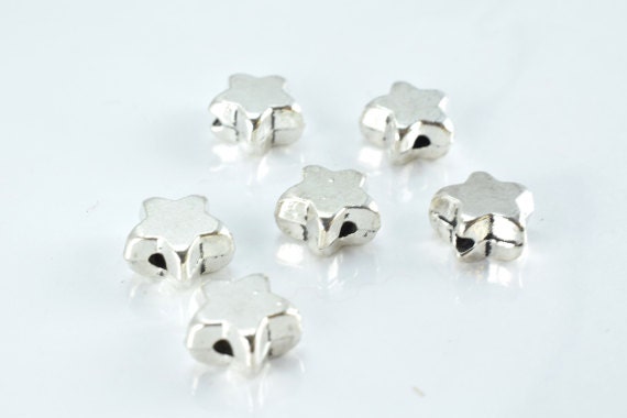 10mm Silver Faceted Star Studded Metal Bead,14pcs/PK, 2mm hole 5mm thickness jewelry making supplies - detail image 3