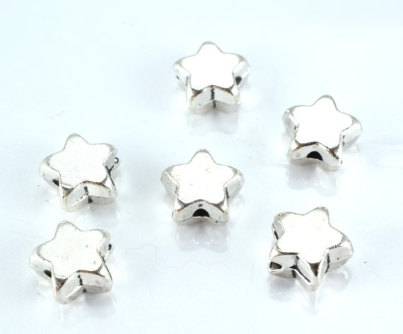 10mm Silver Faceted Star Studded Metal Bead,14pcs/PK, 2mm hole 5mm thickness jewelry making supplies - detail image 2