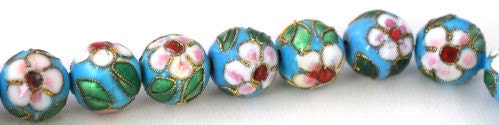 Sky Blue Color Flower Art Cloisonne Round Beads 6mm/8mm/10mm/12mm For Jewelry Making Item No# 0064 jewelry making supplies...