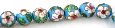 Sky Blue Color Flower Art Cloisonne Round Beads 6mm/8mm/10mm/12mm For Jewelry Making Item No# 0064 jewelry making supplies...