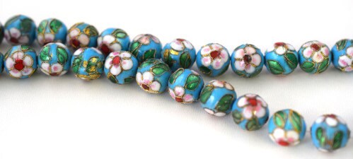 Sky Blue Color Flower Art Cloisonne Round Beads 6mm/8mm/10mm/12mm For Jewelry Making Item No# 0064 jewelry making supplies...