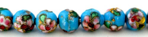 Sky Blue Color Flower Art Cloisonne Round Beads 6mm/8mm/10mm/12mm For Jewelry Making Item No# 0064 jewelry making supplies...