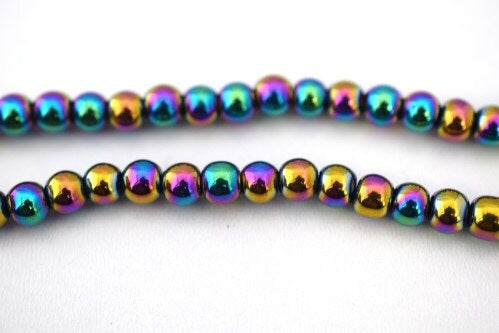 hematite glossy iridescent gemstone round stone beads 4 mm 6 mm 8 mm 10 mm 12 mm natural healing stone chakra stones for j...