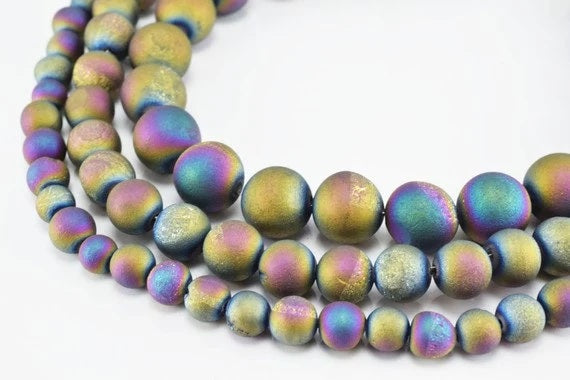 new matte purple druzzy gemstone round beads 6 mm 8 mm 10 mm natural stones beads natural healing stone chakra stones for...