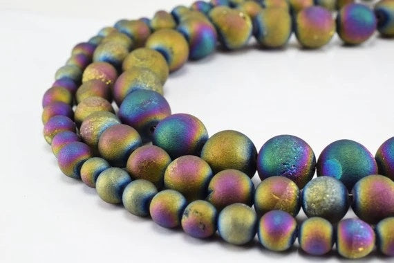new matte purple druzzy gemstone round beads 6 mm 8 mm 10 mm natural stones beads natural healing stone chakra stones for...