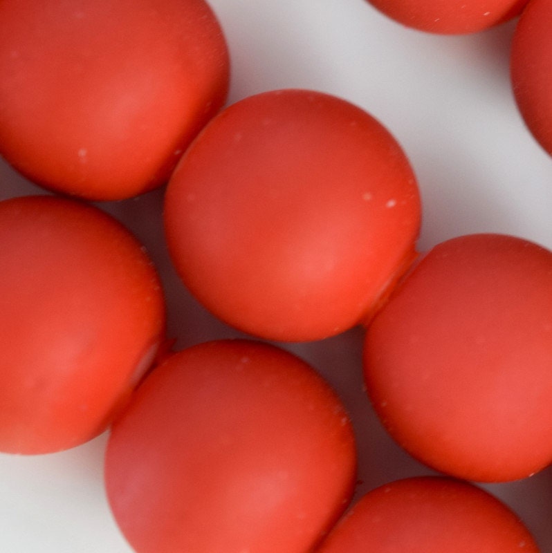 Glass Beads Matte Neon Red Rubber Over Glass Size 10mm Round For Jewelry Making # 789222045364 jewelry making supplies - d...