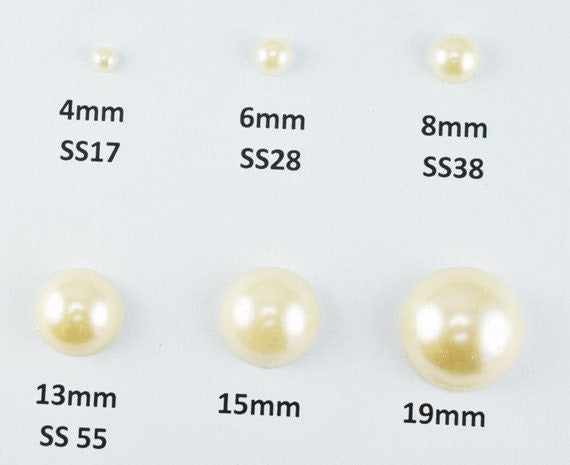 Decoden Flat Back Ivory Pearls (Half Pearl) 4mm/6mm/8mm/13mm/15mm/19mm for Cloth or Shoe or Decoration or Jewelry Making I...