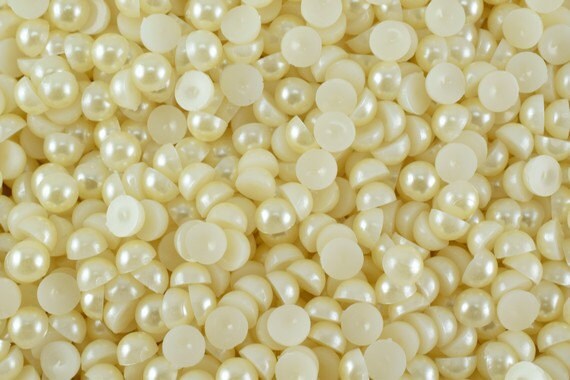 Decoden Flat Back Ivory Pearls (Half Pearl) 4mm/6mm/8mm/13mm/15mm/19mm for Cloth or Shoe or Decoration or Jewelry Making I...