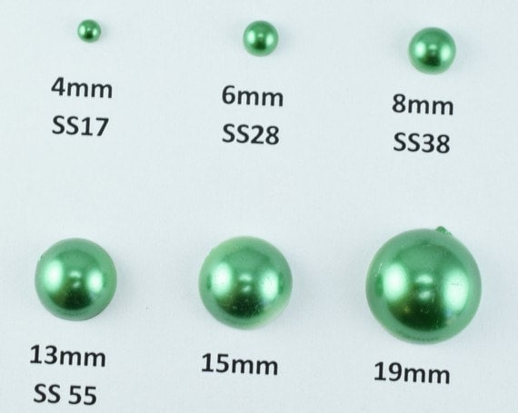 Decoden Flat Back Green Pearls: Acrylic Half Pearls, Multiple Sizes | Jewelry Making, Craft Supplies, Decoration