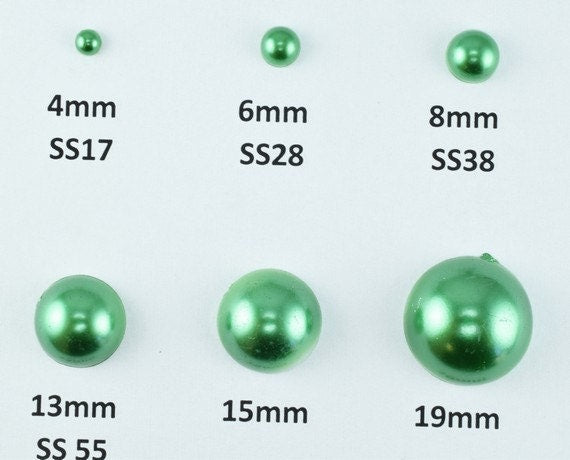 Decoden Flat Back Green Pearls: Acrylic Half Pearls, Multiple Sizes | Jewelry Making, Craft Supplies, Decoration