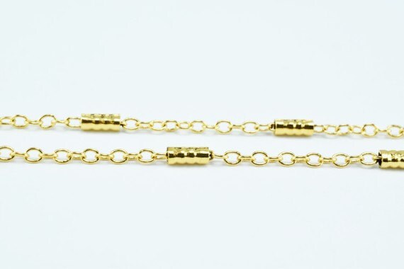 18K Gold Plated* tarnish resistant Bar Chain, Cable Chain, Bar Size 2mm Chain Size 1mm for Jewelry Making GFC050 Sold by F...