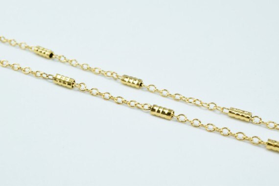 18K Gold Plated* tarnish resistant Bar Chain, Cable Chain, Bar Size 2mm Chain Size 1mm for Jewelry Making GFC050 Sold by F...