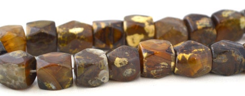 Mixed Patterned Cubed Agate Stone 1 strand of 26pcs, 16x16mm, 1mm hole opening, 126.0grams/pk, jewelry making supplies - d...