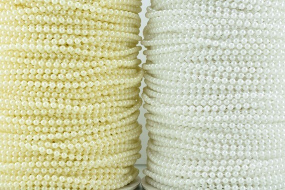 3mm Plastic Pearl Roll 100 Yards White/Creamy Wedding Pearl Beads on a Spool, Roll, Acrylic Beaded Garland Strand jewelry...