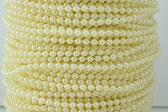 3mm Plastic Pearl Roll 100 Yards White/Creamy Wedding Pearl Beads on a Spool, Roll, Acrylic Beaded Garland Strand jewelry...