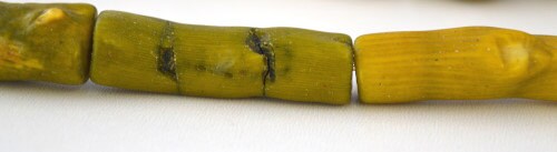 Yellow Dyed Coral Stone Beads, Sold by 1 Strand of 11pcs, 40x14mm, 1mm hole opening jewelry making supplies - detail image 2