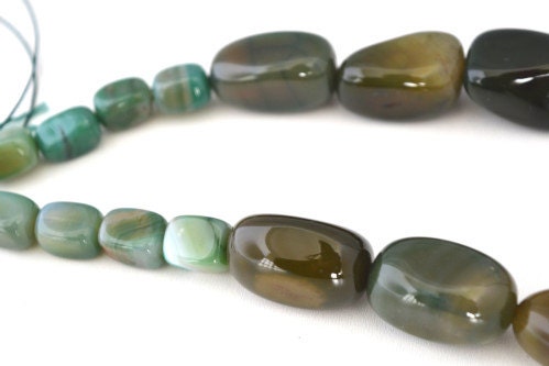 Moss Agate Stone Beads, Sold by 1 strand of 19pcs, Mixed Stone Sizes , 156grams/pk jewelry making supplies - detail image 2