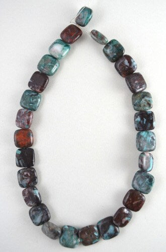 Fossil Jasper Sqaure Rounded Stone Beads, Sold by 1 strand 27pcs, 15x15mm, 1.5mm hole opening jewelry making supplies - de...