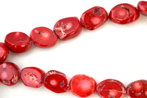 Red Dyed Coral Stone Beads,Mixed Size Beads Sold by 1 strand of 25pcs, 1mm hole opening jewelry making supplies - detail i...
