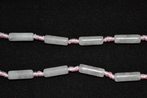 Tubular Rose Quartz Stone Beads, Sold by 1 strand of 21pcs, 5x14mm, 1mm hole opening, 11.2grams/pk jewelry making supplies...