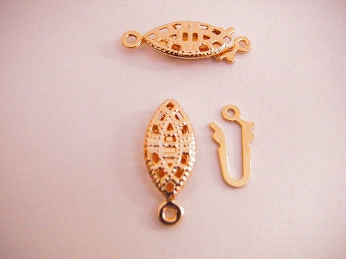18x7mm as Gold Filled* Filigree Pearl Clasp Fish hook clasp 18K GF , GF0500 jewelry making supplies - detail image 4