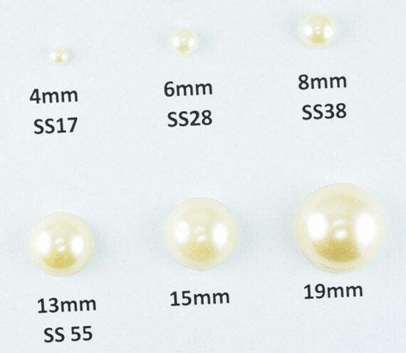 Decoden Flat Back Ivory Pearls (Half Pearl) 4mm/6mm/8mm/13mm/15mm/19mm for Cloth or Shoe or Decoration or Jewelry Making I...