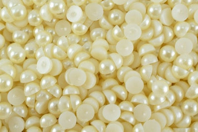 Decoden Flat Back Ivory Pearls (Half Pearl) 4mm/6mm/8mm/13mm/15mm/19mm for Cloth or Shoe or Decoration or Jewelry Making I...