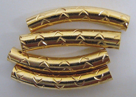 18K as Gold Filled* Tube 4x25mm as Gold Filled* Curve Tube Diamond Cut GF1673 jewelry making supplies - detail image 3