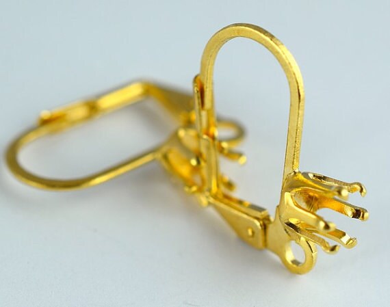 Leverback Earring Hook with Bead Setting 18K as Gold Filled* earring findings Size19x15mm Flat thickness 1mm to make your...