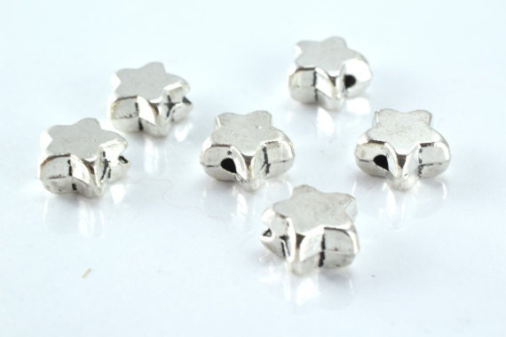 10mm Silver Faceted Star Studded Metal Bead,14pcs/PK, 2mm hole 5mm thickness jewelry making supplies - detail image 4