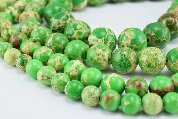 natural green impression jasper beads 6 mm 8 mm 10 mm 12 mm round turquoise imperial impression natural healing stone chak...