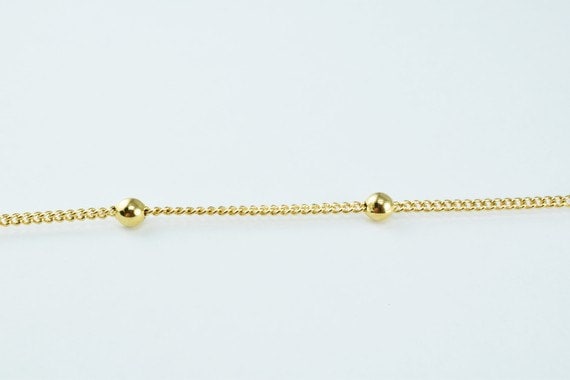Gold Plated Tarnish Chain 18K Electroplated Ball Beaded, Cable Style (3mm Diameter, Tarnish Resistant, Sold by Foot)
