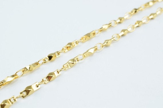 Gold Plated* tarnish resistant Bar Chain 18K Size2.5mm for Jewelry Making GFC53 Sold by Foot jewelry making supplies - det...