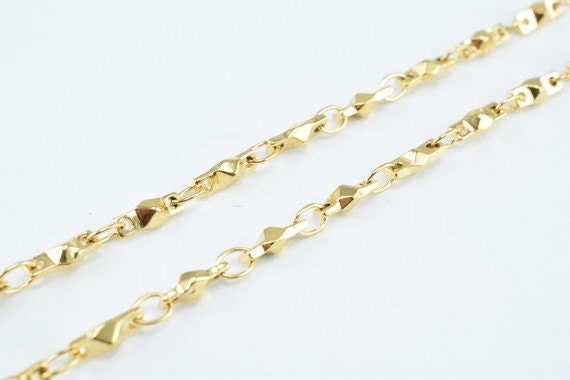 Gold Plated* tarnish resistant Bar Chain 18K Size2.5mm for Jewelry Making GFC53 Sold by Foot jewelry making supplies - det...
