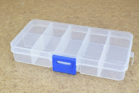 Plastic Storage organizer Container Box Case, 10 Compartments for Beads/Charms/Beads Size 2.5x5 Inches, 128x65mm jewelry m...