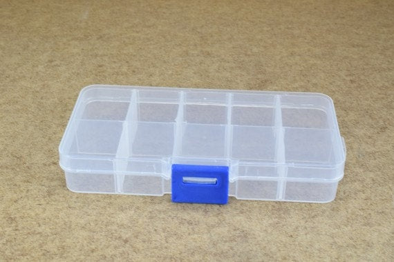 Plastic Storage organizer Container Box Case, 10 Compartments for Beads/Charms/Beads Size 2.5x5 Inches, 128x65mm jewelry m...