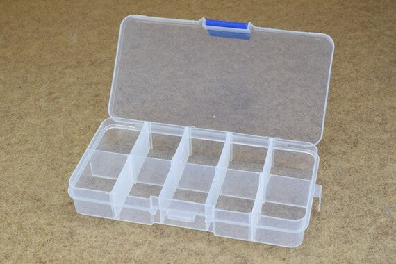 Plastic Storage organizer Container Box Case, 10 Compartments for Beads/Charms/Beads Size 2.5x5 Inches, 128x65mm jewelry m...