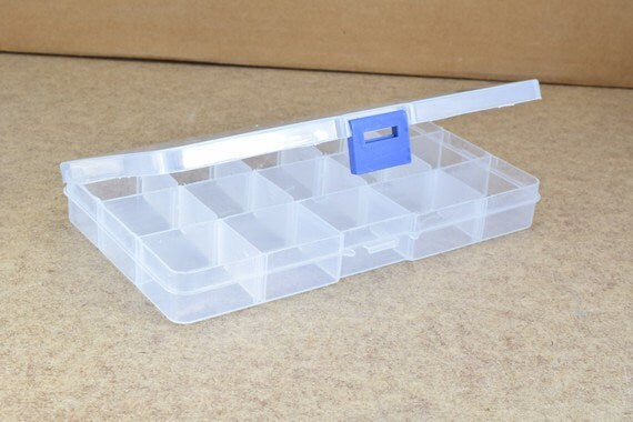 Plastic Storage organizer Container Box Case, 15 Compartments for Beads/Charms/Beads Size 4"x7" Inches, 173x98mm jewelry m...