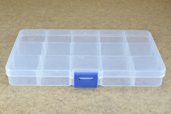 Plastic Storage organizer Container Box Case, 15 Compartments for Beads/Charms/Beads Size 4"x7" Inches, 173x98mm jewelry m...