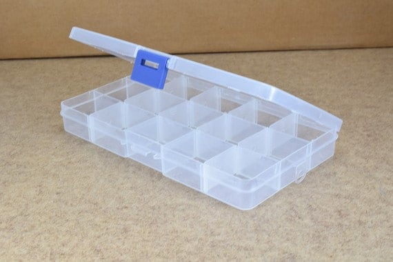 Plastic Storage organizer Container Box Case, 15 Compartments for Beads/Charms/Beads Size 4"x7" Inches, 173x98mm jewelry m...