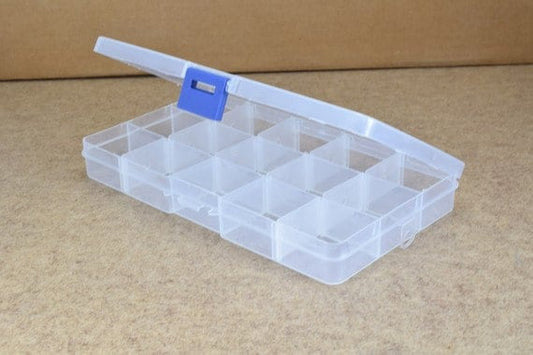 Plastic Storage organizer Container Box Case, 15 Compartments for Beads/Charms/Beads Size 4"x7" Inches, 173x98mm jewelry m...